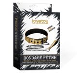   Bondage Fetish Metallic Gold Pup Collar With Leash   