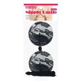      Reusable Black Lace Round Tassel Nipple Pasties   