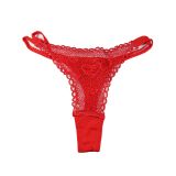 Red One Size Sexy Naughty Crochet Panties