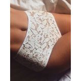 White S-XL Floral Print Lace Panties