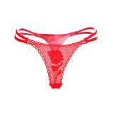Red One Size Lace See-Through Panties