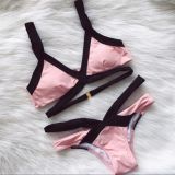 Swimsuit pink with black sash