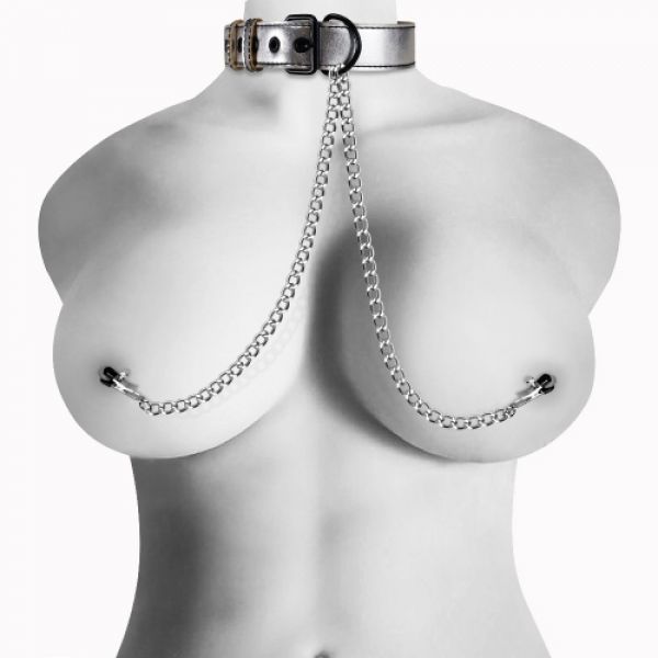 Silver collar with nipple clamps Collar With Nipple Clamp. Артикул: IXI57984
