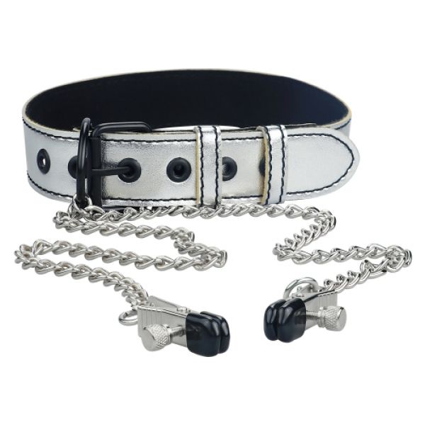 Silver collar with nipple clamps Collar With Nipple Clamp. Артикул: IXI57984