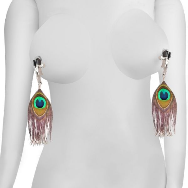 Nipple clamps are trimmed with peacock feathers. Артикул: IXI57989