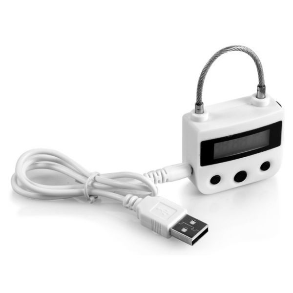 Электронный замок для бондажа и поясов верности белый Electronic Time Locker. Артикул: IXI58003