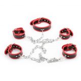 Leather Neck hand-foot Linked Cuffs Red