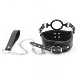 Leather Collar with Silicone Ring Gag   