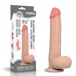 Dildo realistic with skin Sliding Skin Dual Layer Dong 9.0