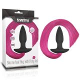 Black Butt Plug with Pink Tail Silicone Anal Plug with Pony Tail