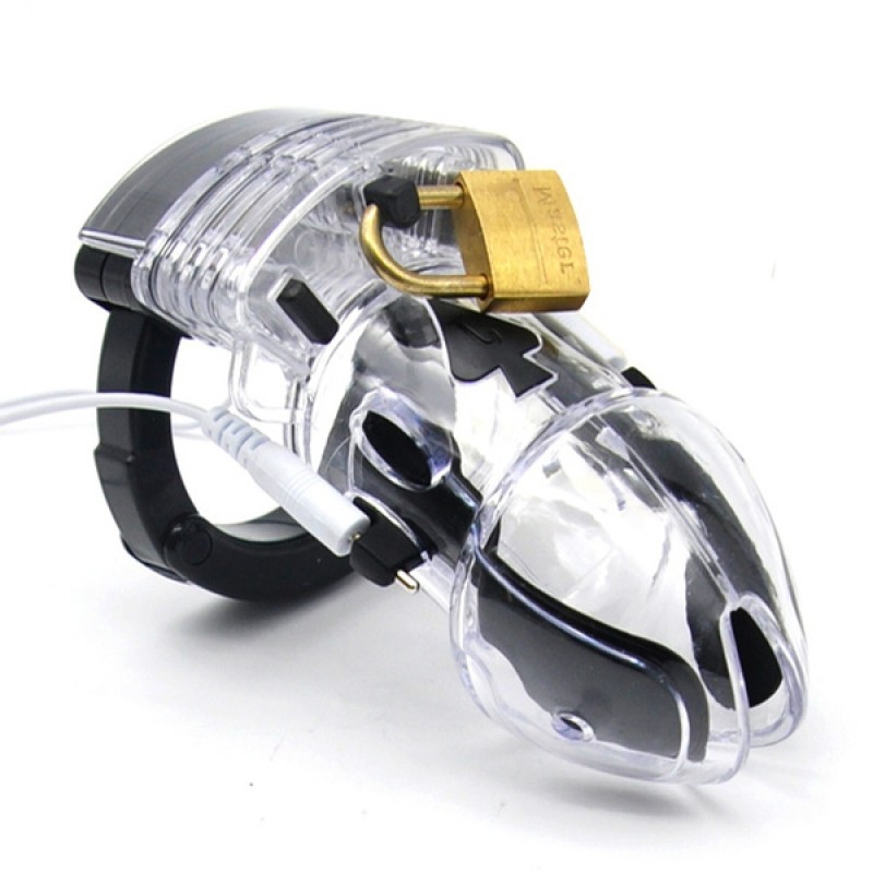Мужской пояс верности електро-секс Estim Male Chastity Cage прозрачный. Артикул: IXI58252