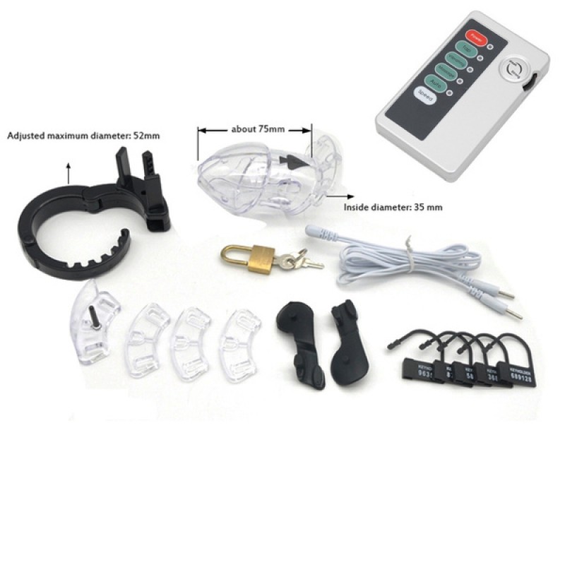 Мужской пояс верности електро-секс Estim Male Chastity Cage прозрачный. Артикул: IXI58252