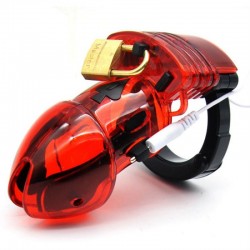 Male chastity belt electro-sex Estim Male Chastity Cage red