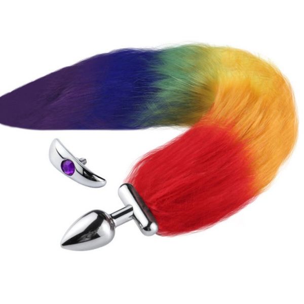 Анальная пробка с пышным хвостом Deformable Fox Tail Metal Anal Plug Multicolor. Артикул: IXI58264