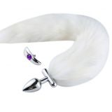      Deformable Fox Tail Metal Anal Plug White   