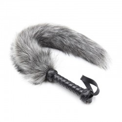 Серый меховой хвост лисицы с рукояткой Fox Tail Whips