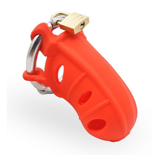 Мужской силиконовый пояс верности красный Male Silicone Chastity Cage. Артикул: IXI58278