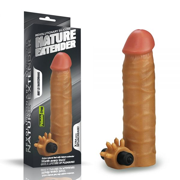 Насадка удлиняющая с вибрацией коричневая Revolutionary Silicone Nature Extender. Артикул: IXI58336