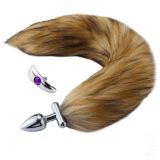 Puffy Tail Anal Plug Deformable Fox Tail Metal Anal Plug Brown