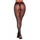 Satin Lace-up Detail Black Fishnet Pantyhose