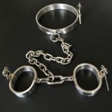 Male Latest Design Bolt Lock Stainless Steel Hand and neck Connecting Handcuffs