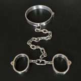 Female Latest Design Bolt Lock Stainless Steel Hand and neck Connecting Handcuffs
