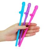 Set of colored straws in the shape of a penis Original Willy Straws, 9 pcs