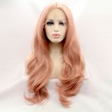 Wig ZADIRA pink female long wig with soft curls