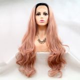 Wig ZADIRA rose gold for women long wavy on a mesh