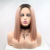 Wig ZADIRA women short straight bob on a mesh in rose gold