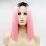 Wig ZADIRA square pink female short straight with ombre