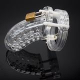 Male chastity device transparent with perforated cage