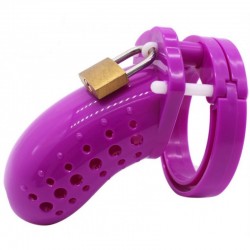 Male chastity device purple with perforated cage