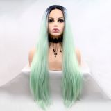 Long straight wig ZADIRA delicate mint with ombre