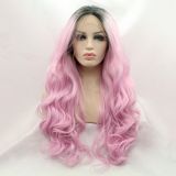Wig ZADIRA light pink female long wavy on a mesh