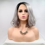 Wig ZADIRA square gray blond female short wavy