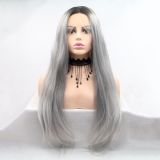 Wig ZADIRA gray female long straight with short ombre