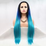 Wig ZADIRA blue gradient female long straight with ombre