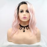 Wig ZADIRA pastel pink short wavy for women with ombre