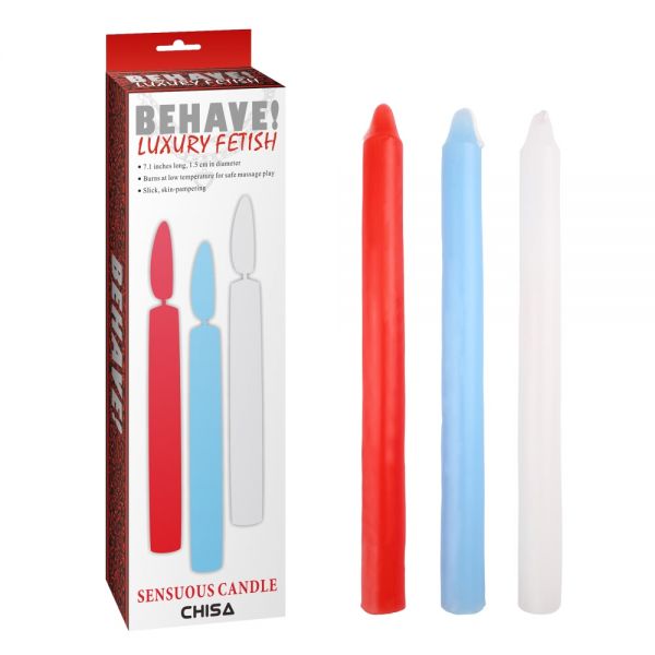 Три безопасные свечи для сексуальных игр Sensuous Candle Luxury Fetish. Артикул: IXI58803