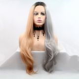 Wig ZADIRA gray orange female long straight with ombre