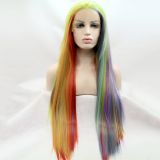 Wig ZADIRA multicolor rainbow womens long straight