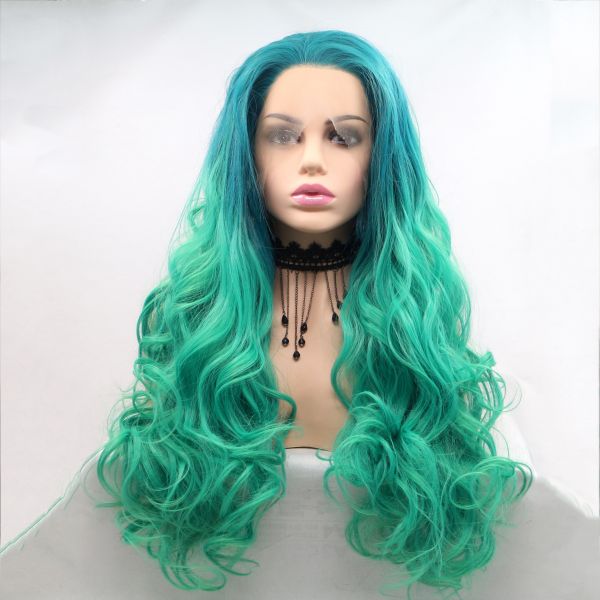 ZADIRA Green Gradient Womens Long Wavy Wig. Артикул: IXI58860