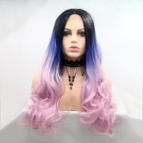 Wig ZADIRA blue pink gradient womens long wig with ombre curls