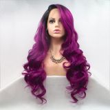 Wig ZADIRA purple female long wavy on a mesh