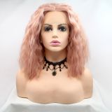 Wig ZADIRA square pastel pink female short curly