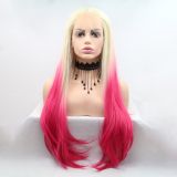 Wig ZADIRA white blond with pink ends for women long straight