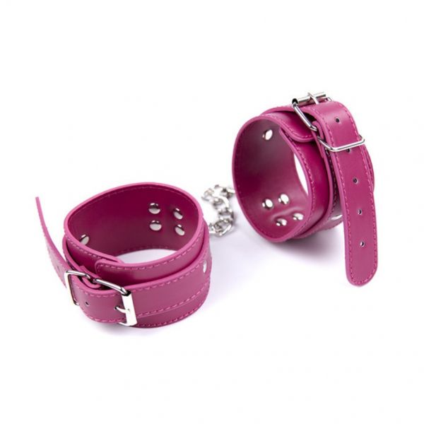 Фиолетовые кожаные наножники на цепи с ремешками Multi-Studded Shackles. Артикул: IXI58985