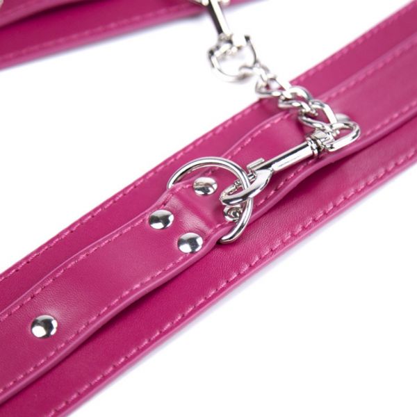 Фиолетовые кожаные наножники на цепи с ремешками Multi-Studded Shackles. Артикул: IXI58985