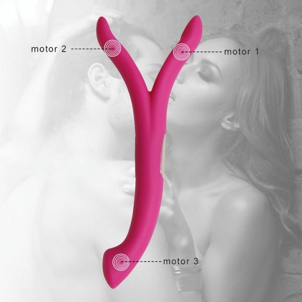 Розовый тройной вибратор Gemma Y Type Vibrator. Артикул: IXI59043